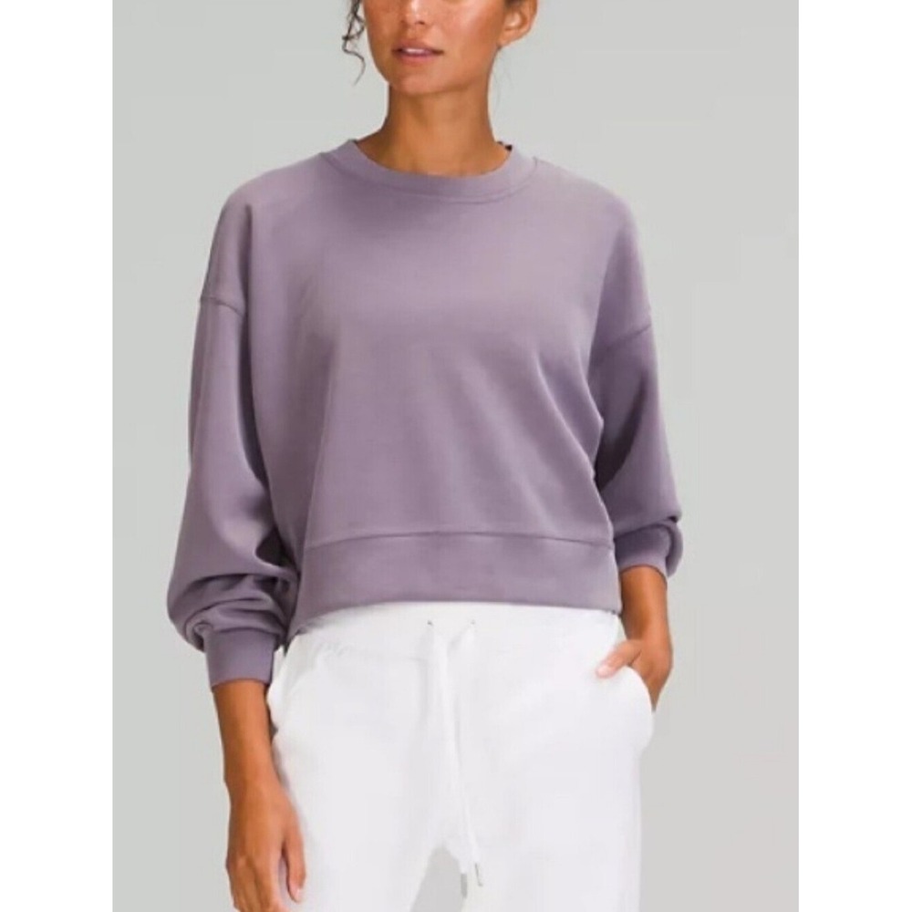 Lululemon Perfectly Oversized Cropped Lavender Crewneck Sweatshirt Size 6 - Picture 2 of 9